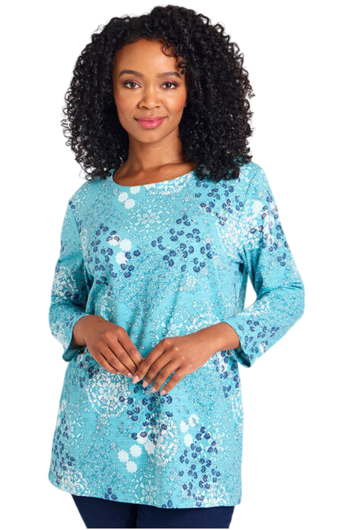 Patchwork Print Jersey Tunic (Aqua)