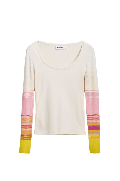 Desigual: Women's Printed Long Sleeves T-shirt (White)