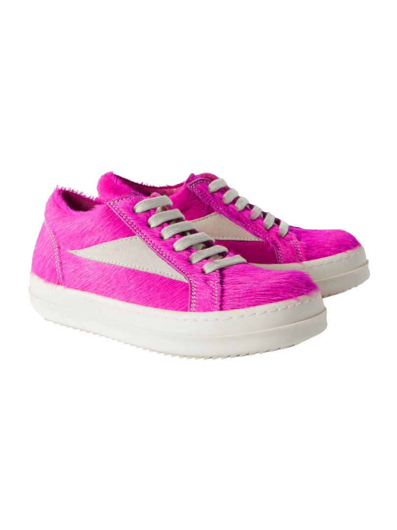 Rick Owens: Kid's Vintage Suede-Trimmed Calf Hair Sneakers (Pink)