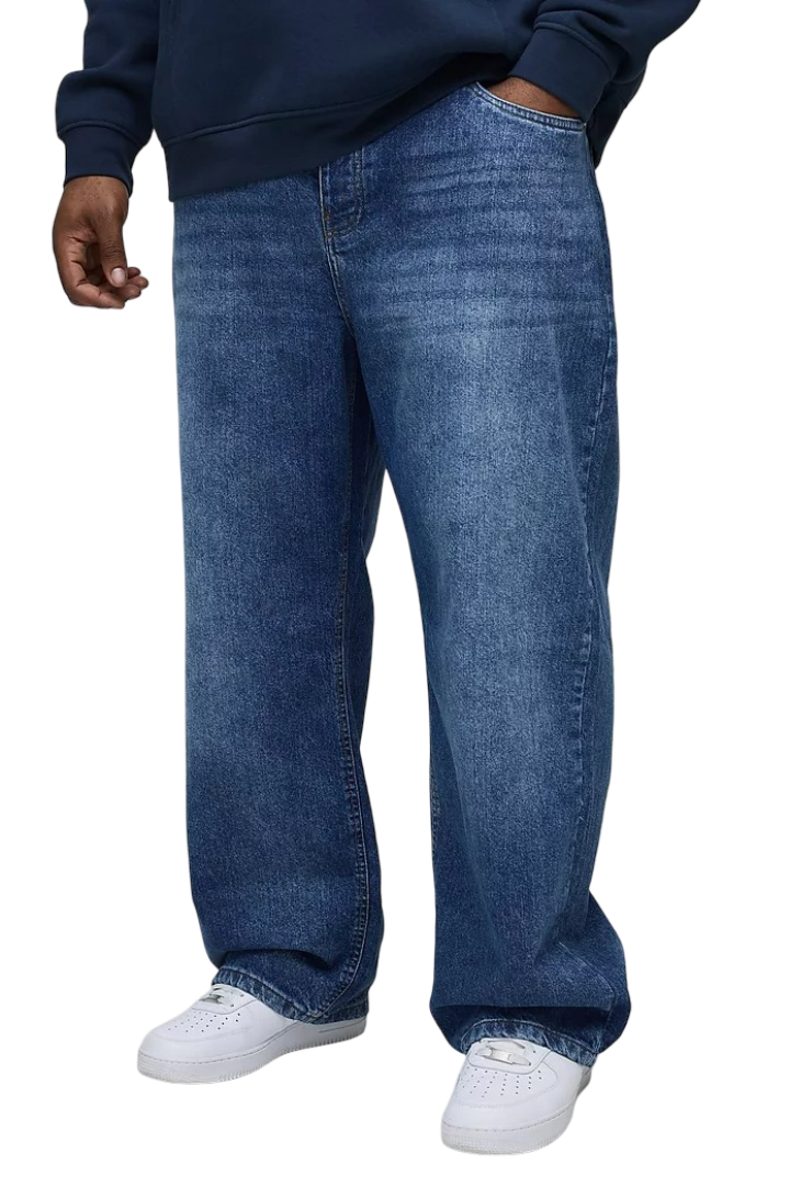 BoohooMan: Plus Slim Rigid Jeans (Mid Blue)