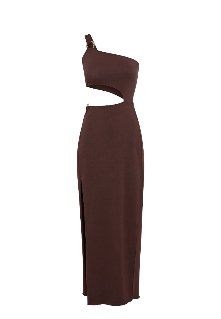 Lascana: One Shoulder - Maxi Dress (Dark Brown)