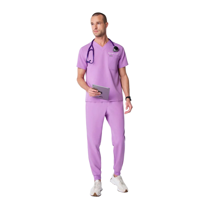 Leon Three Pocket Scrub Top (Wild Iris)