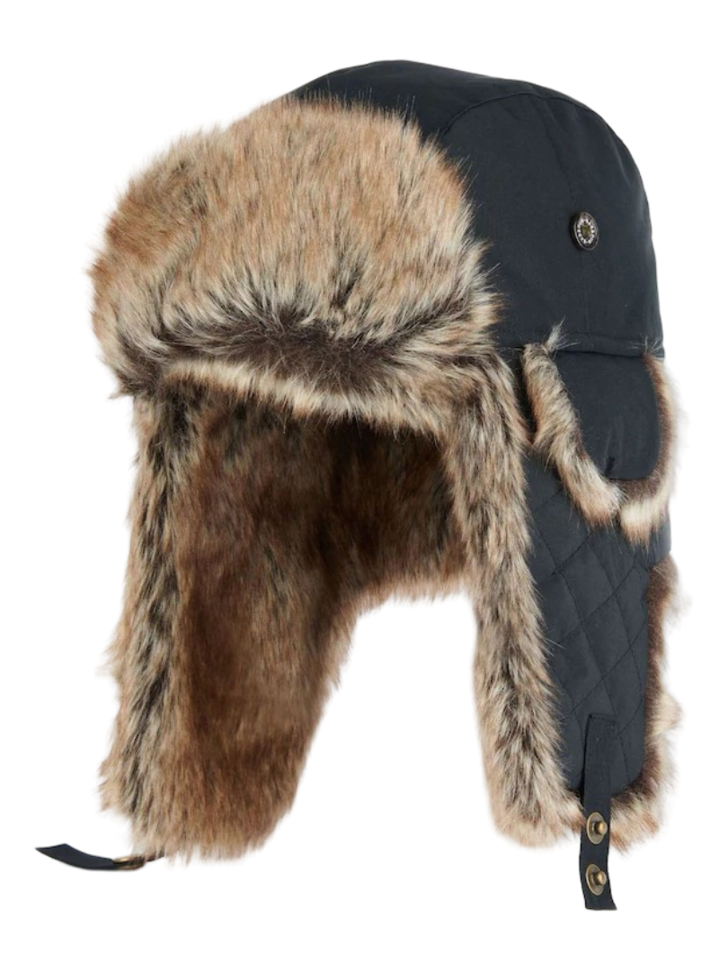 Barbour: Cleadon Trapper Faux Fur Trim Hat (Black)