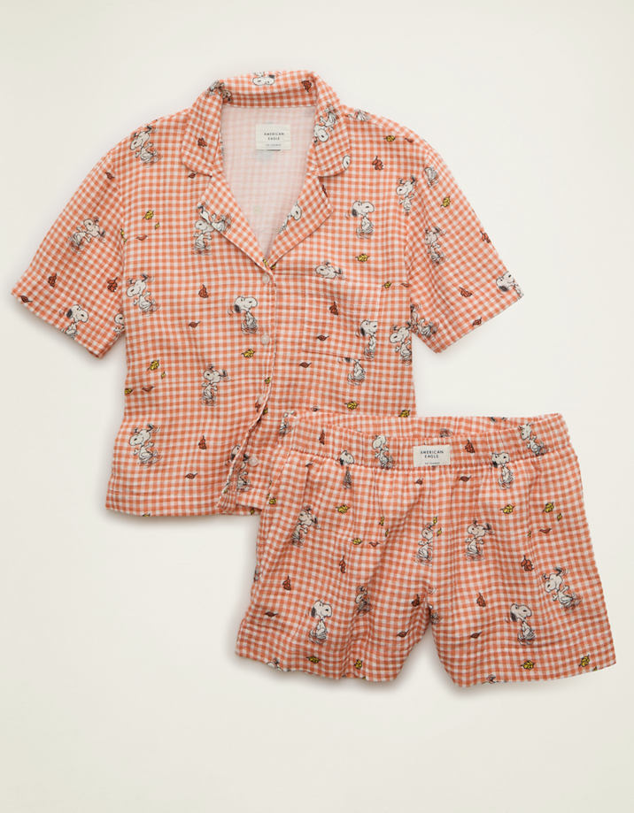Women's AE Snoopy Cotton Gauze Short-Sleeve PJ Set
