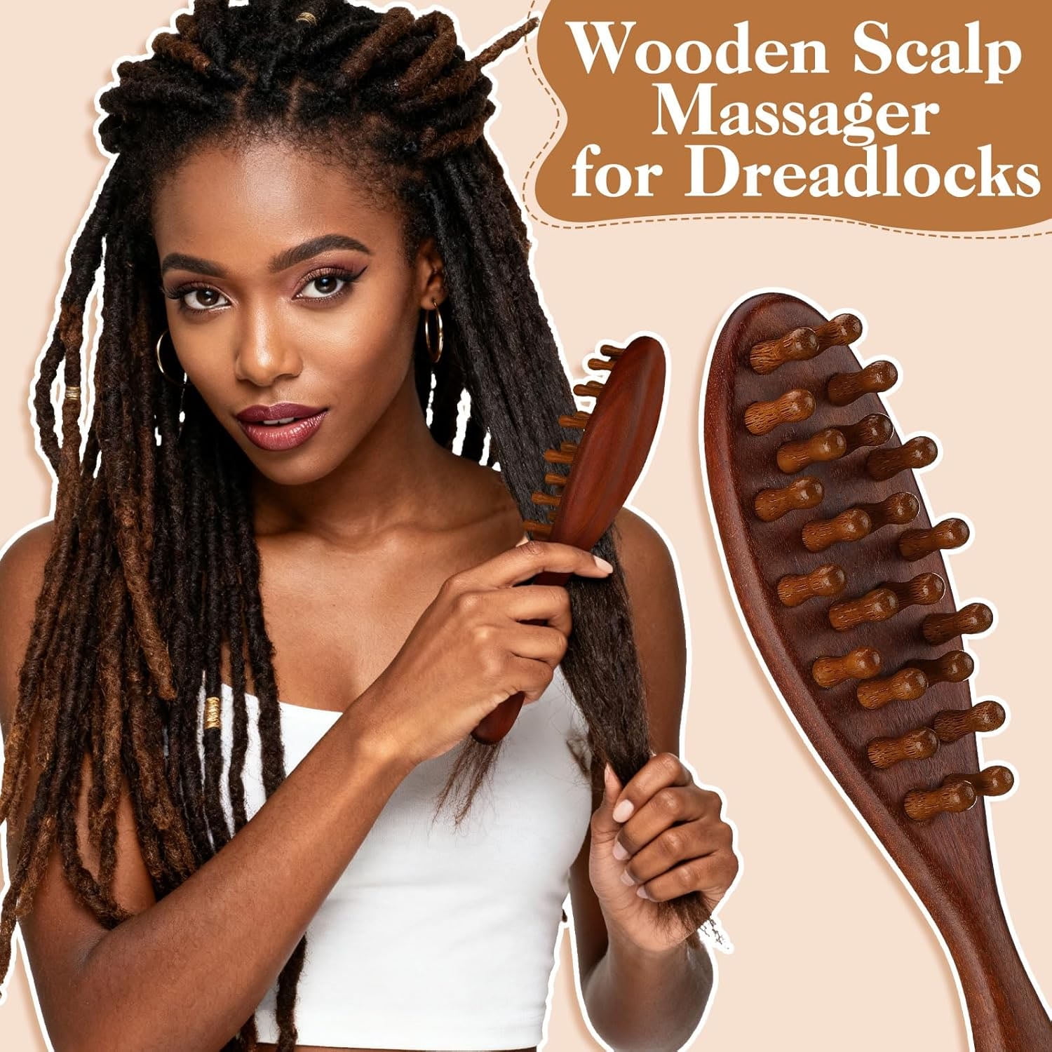 3-Pack Wooden Scalp Massager Tool with Long Handle (Multi-Color)