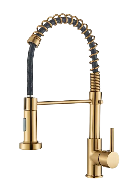 Brushed Gold Kitchen Faucet Pull Down 2-way Spray
