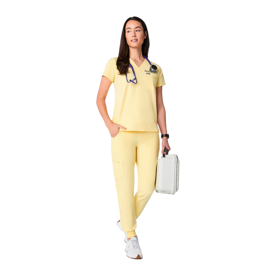 Catarina One Pocket Scrub Top (Butter Yellow)