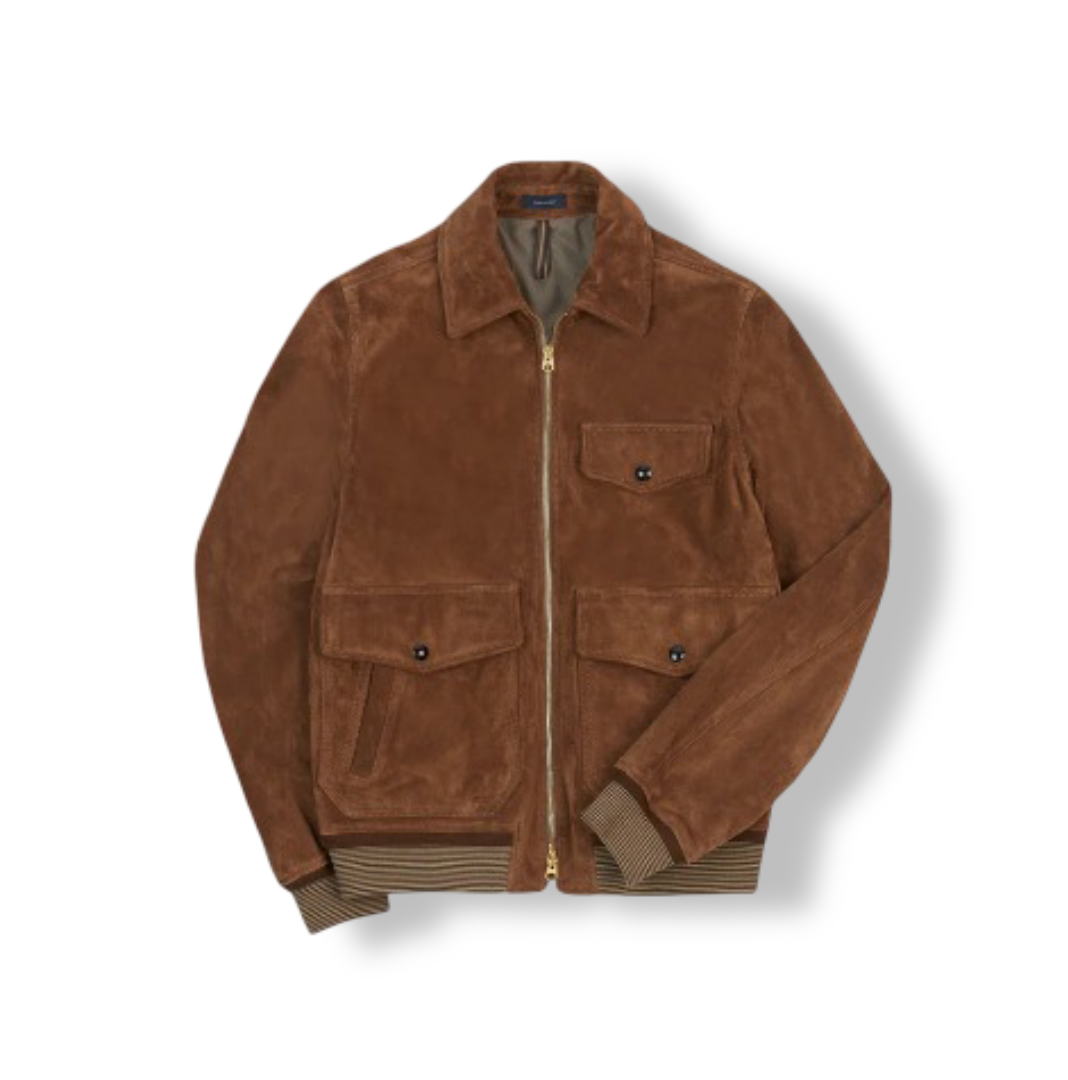 Men's Heavyweight Suede A-2 Bomber Jacket (Tobacco)