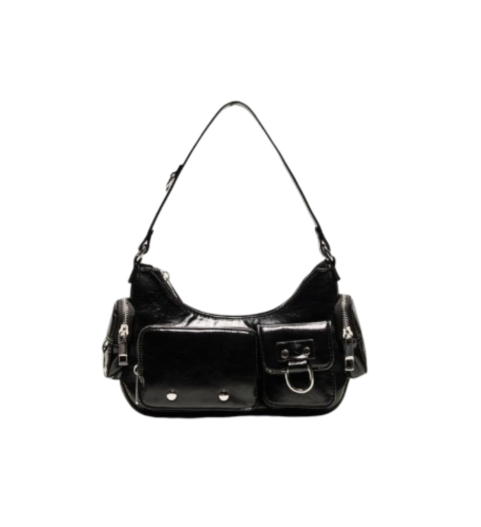 Multi-Pocket Shoulder Bag (Black)