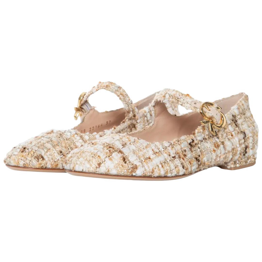 Versace: Embellished Mary Jane Leather Ballet Flats (Black)