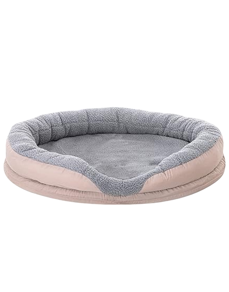 Camry: Round Dog and Pram Bed (White & Brown)