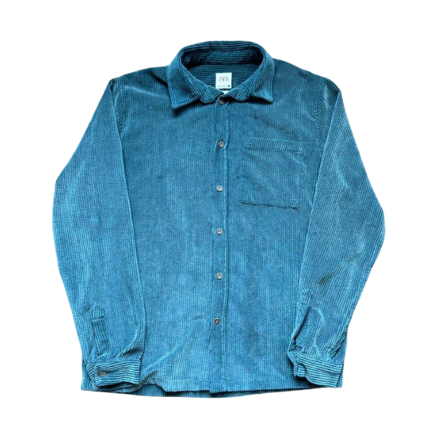 Zara Men's Shirt (Blue And Green)