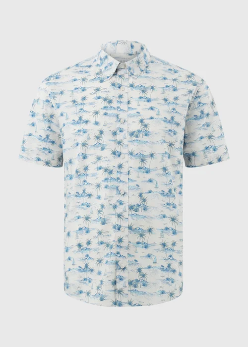 Men's Island Print Short Sleeve Shirt (Ecru)