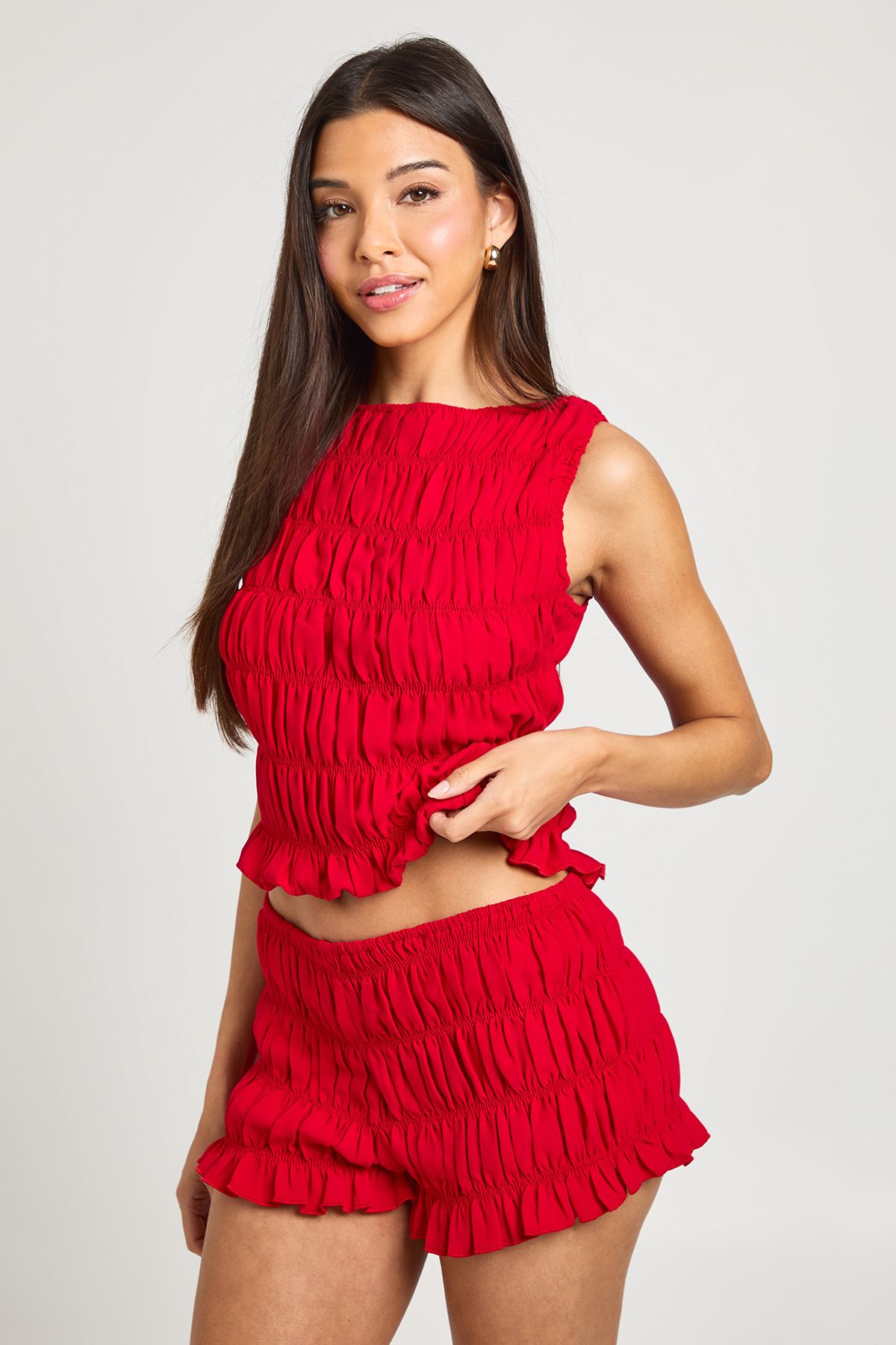 Women's Chiffon Shirred Mini Shorts
