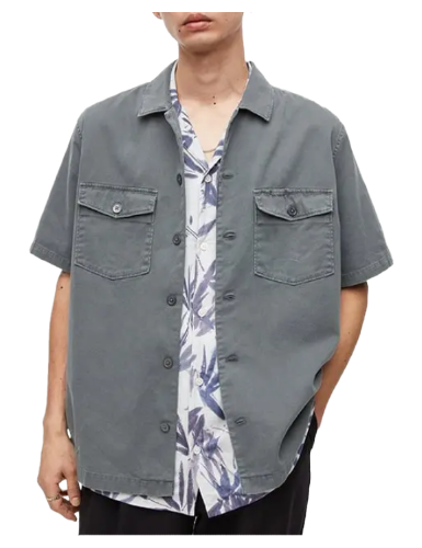 AllSaints: Spotter Short-sleeves Shirt (Aster Blue)