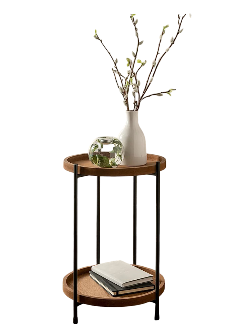 Wood-Effect 2 Tier Side Table (Brown)