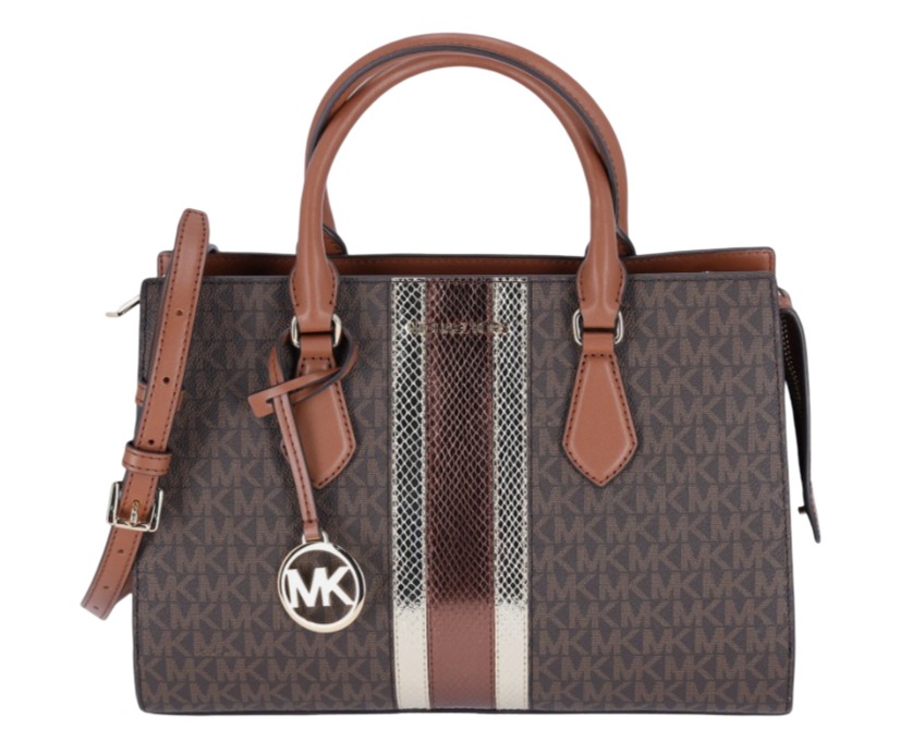 Michael Kors: Sheila Medium Signature Logo and Metallic Satchel (Brown Gold)