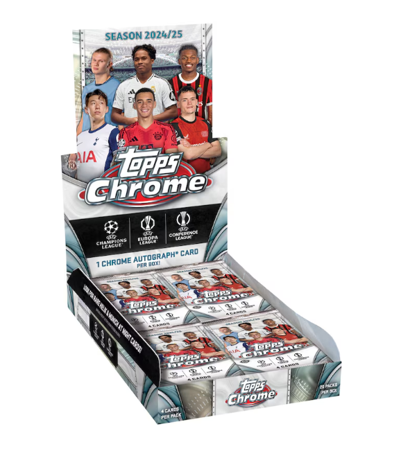 2024/25 Topps Chrome UEFA Club Competitions Soccer Factory Sealed Hobby Box