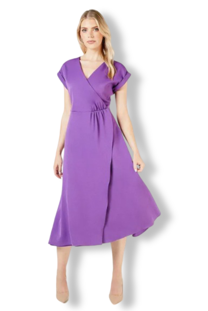 Women's Purple Twist Wrap Dress (Violet)