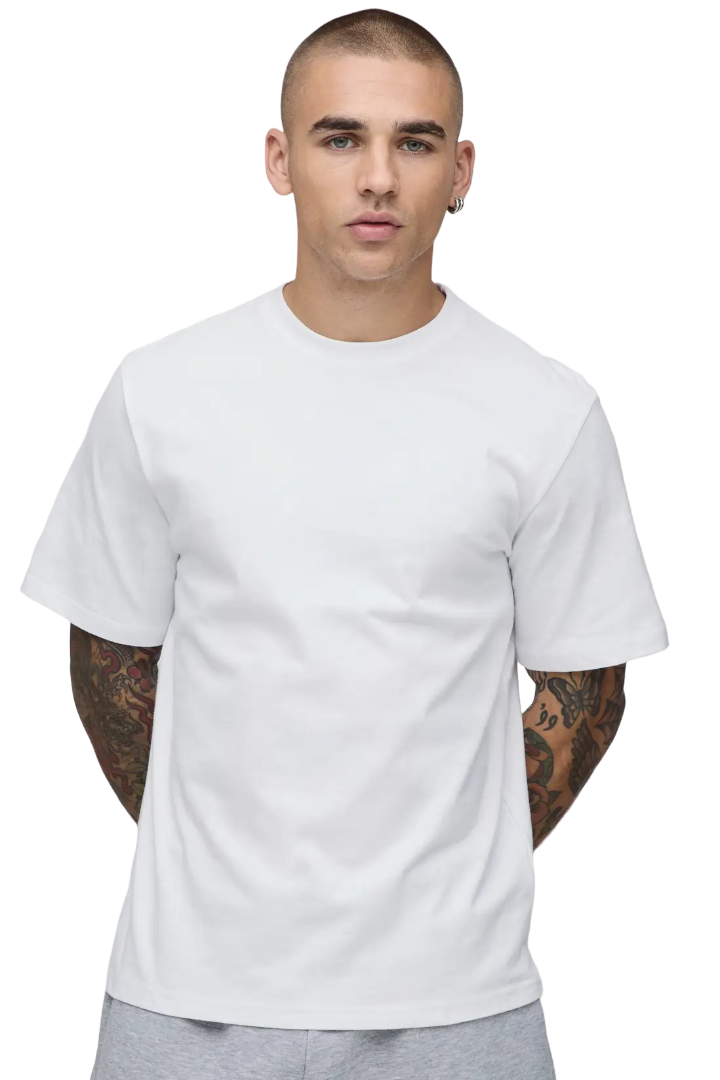 boohooMAN: Basic Regular Fit Crew Neck T-Shirt (White)