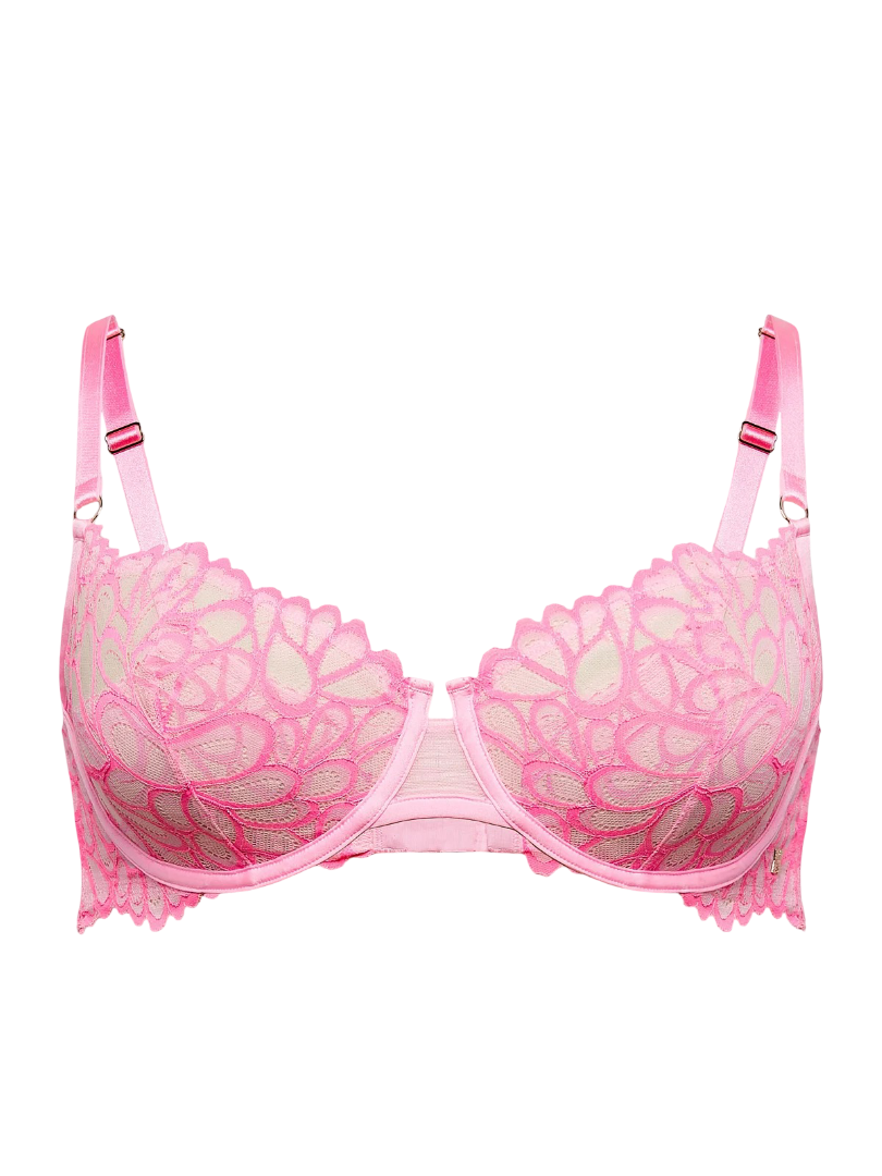 Savage Not Sorry Unlined Lace Balconette Bra (Pink Tart)