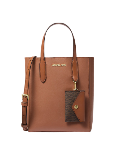 Vincent Small Saffiano Leather Convertible Tote Bag with Card Case (Luggage)