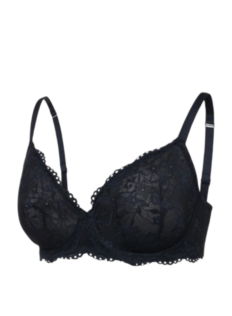 Soft N' Savage Lace Unlined Demi Bra (Black Caviar)