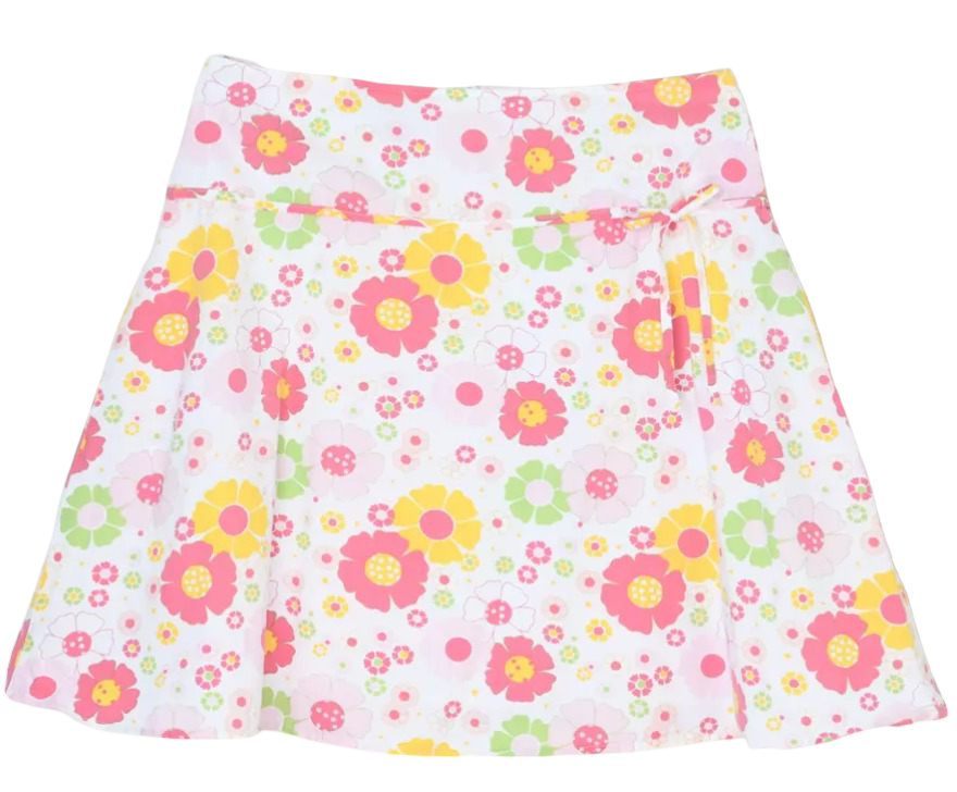 Vintage Y2k Floral Printed Mini Skirt with Tie
