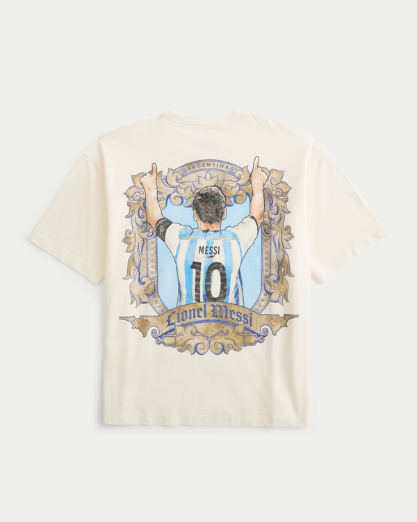 Argentina National Football Team Lionel Messi Graphic Tee (Cream)