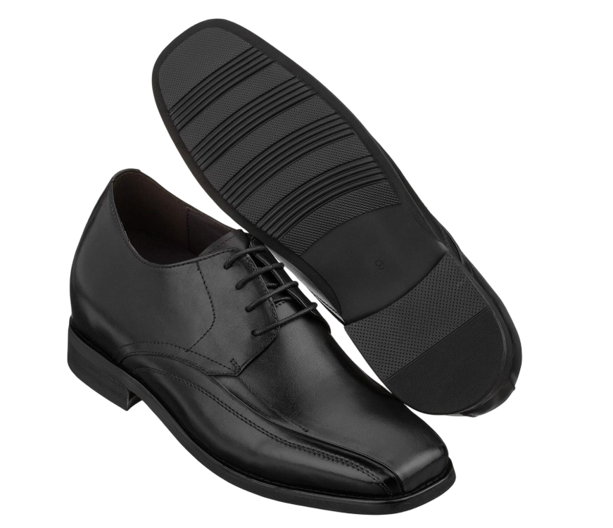 Calden: Men's Invisible Height Leather Lace-up - 3 Inches (Black)