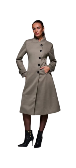 Jolie Moi: Asymmetric Button Detail Fit And Flare Coat