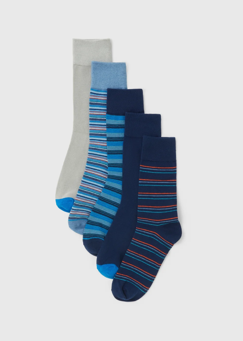 Men's Striped Socks (Pack of 5, Blue)