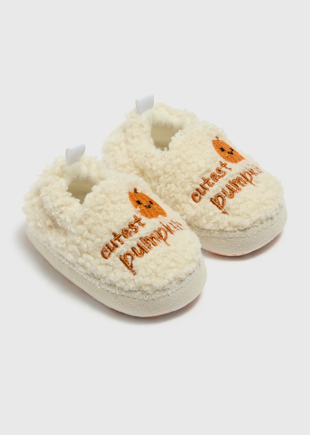 Baby Pumpkin Soft Sole Full Slippers (Beige, 12-18 Months)