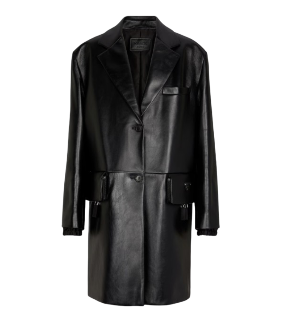 Prada: Single-Breasted Leather Coat