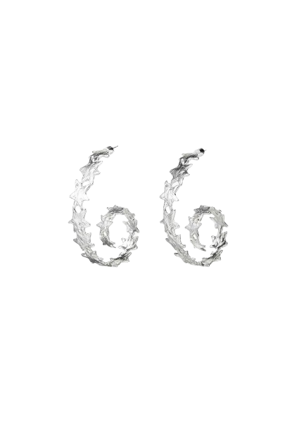Zalio: Silver-plated Spiral Star Earrings