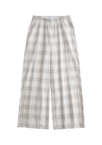 Baggy Flannel Pants (Taupe Plaid)