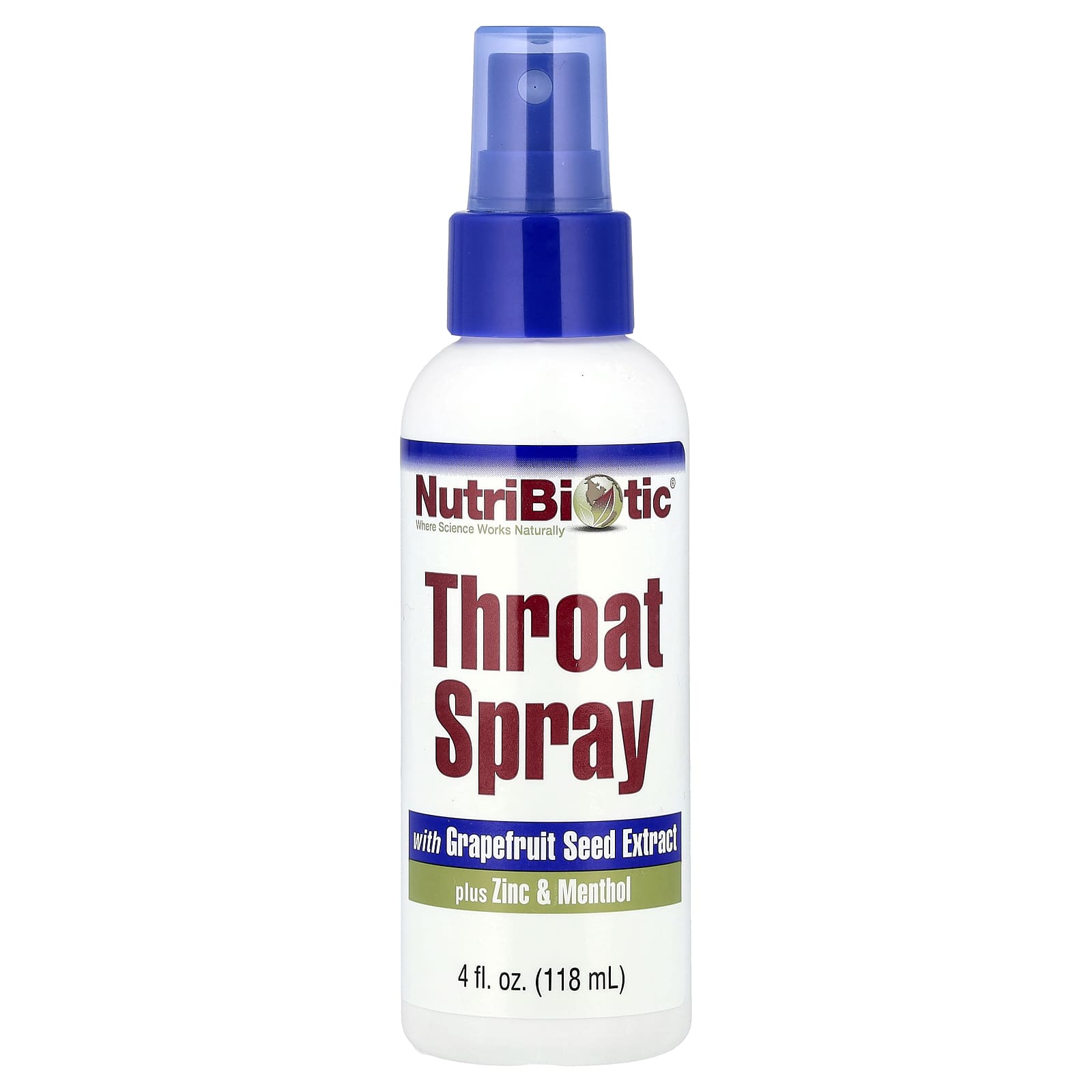 NutriBiotic: Throat Spray with Grapefruit Seed Extract, Zinc & Menthol (4 fl oz)