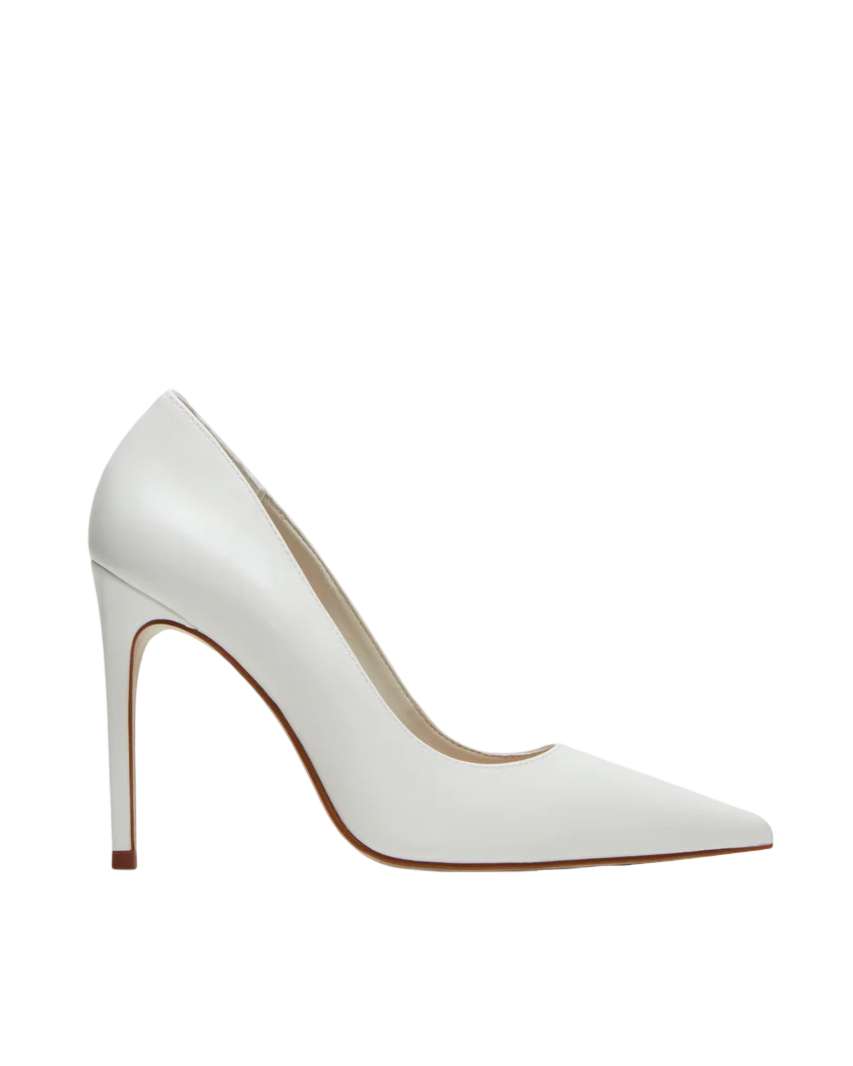 Noir White Leather Heels