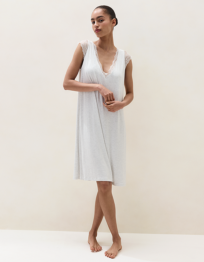 Cooling Jersey Lace Sleeve Nightie