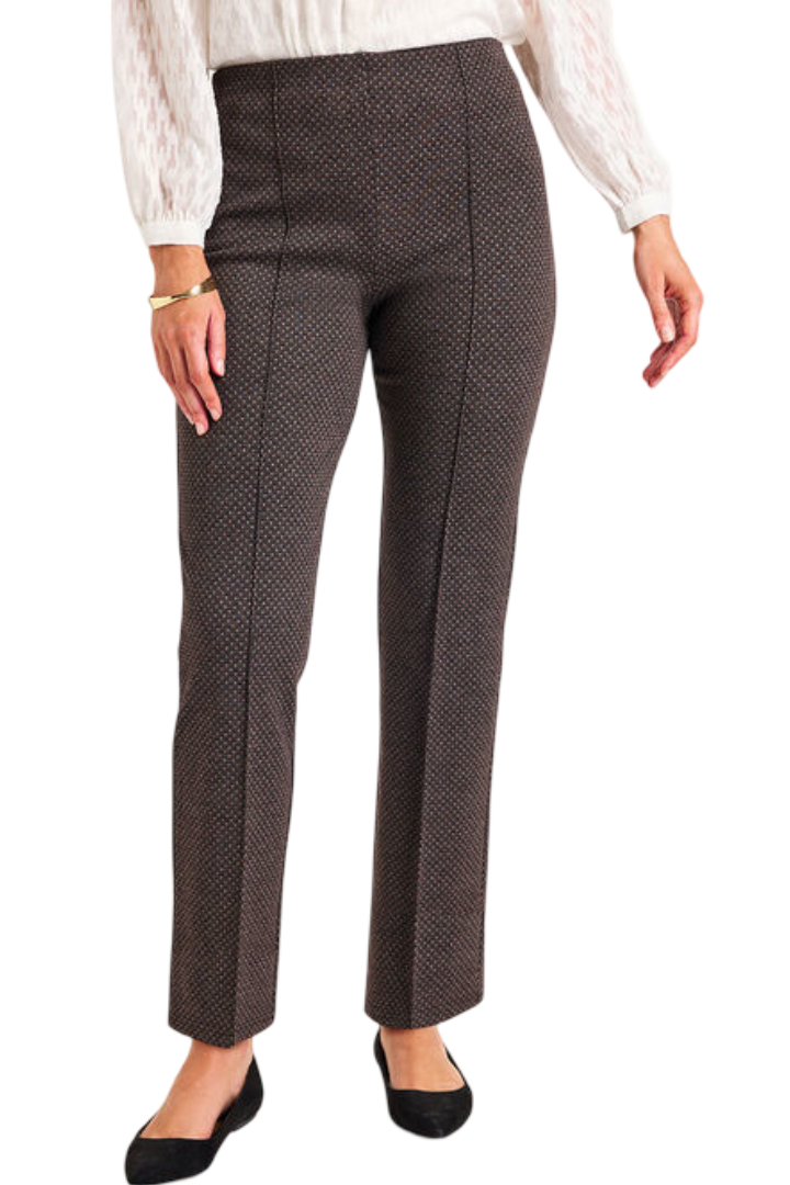 Jacquard Wide Leg Trousers (Brown)