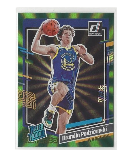2023-24 Donruss: Holo Green Laser #249 Brandin Podziemski RC Rookie Warriors