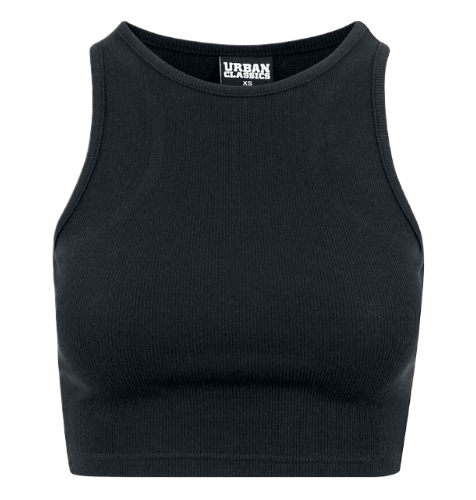 Urban Classics: Ladies Cropped Rib Top (Black)