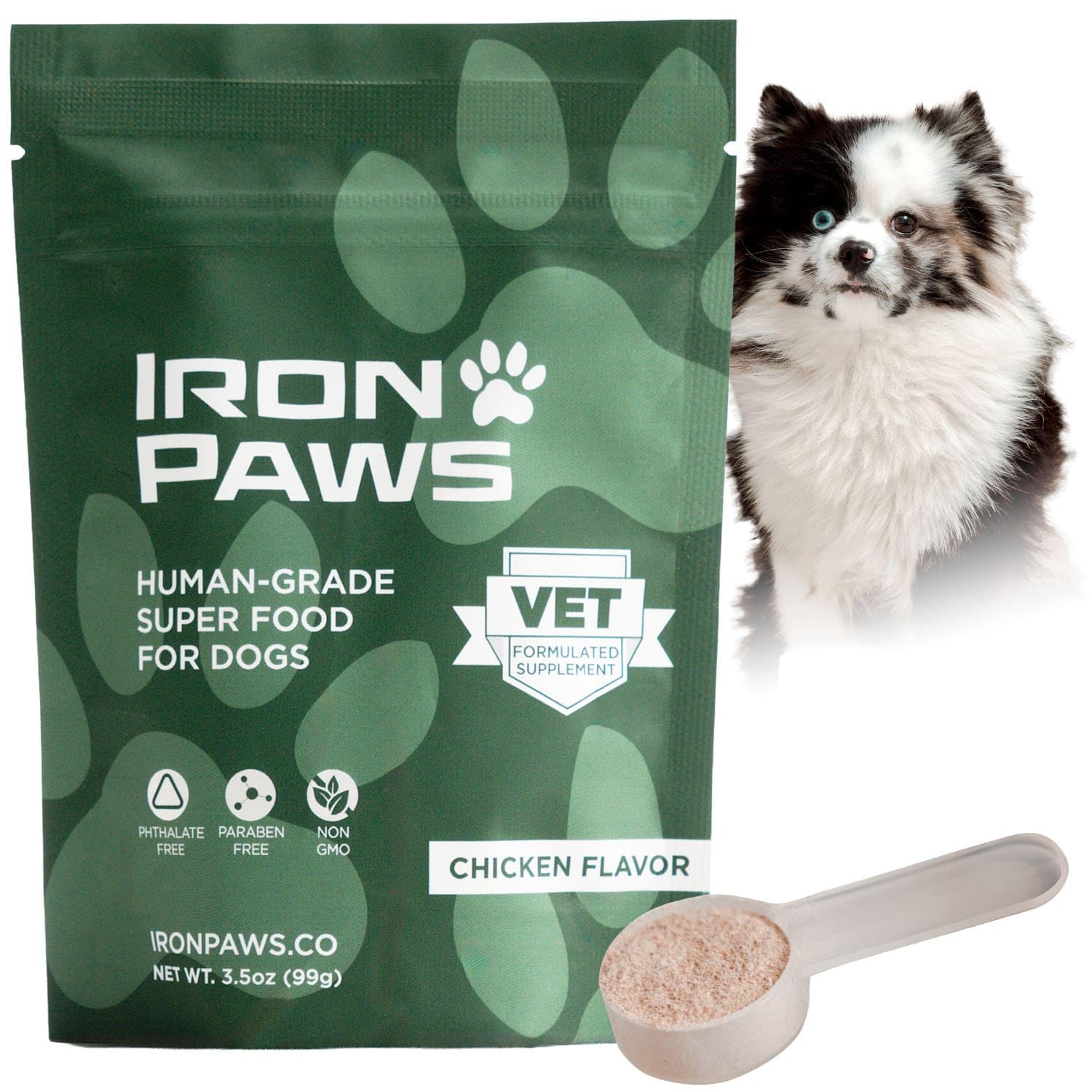 Iron Paws: Human-Grade Superfood For Dogs Premium Greens Powder Supplement (3.5 OZ)