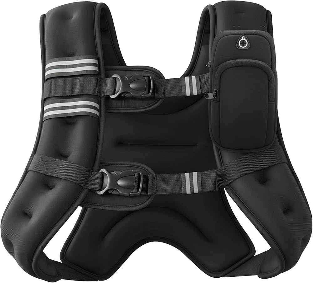 ZELUS: Weighted Vest With Reflective Stripe (Black, 12 lb)