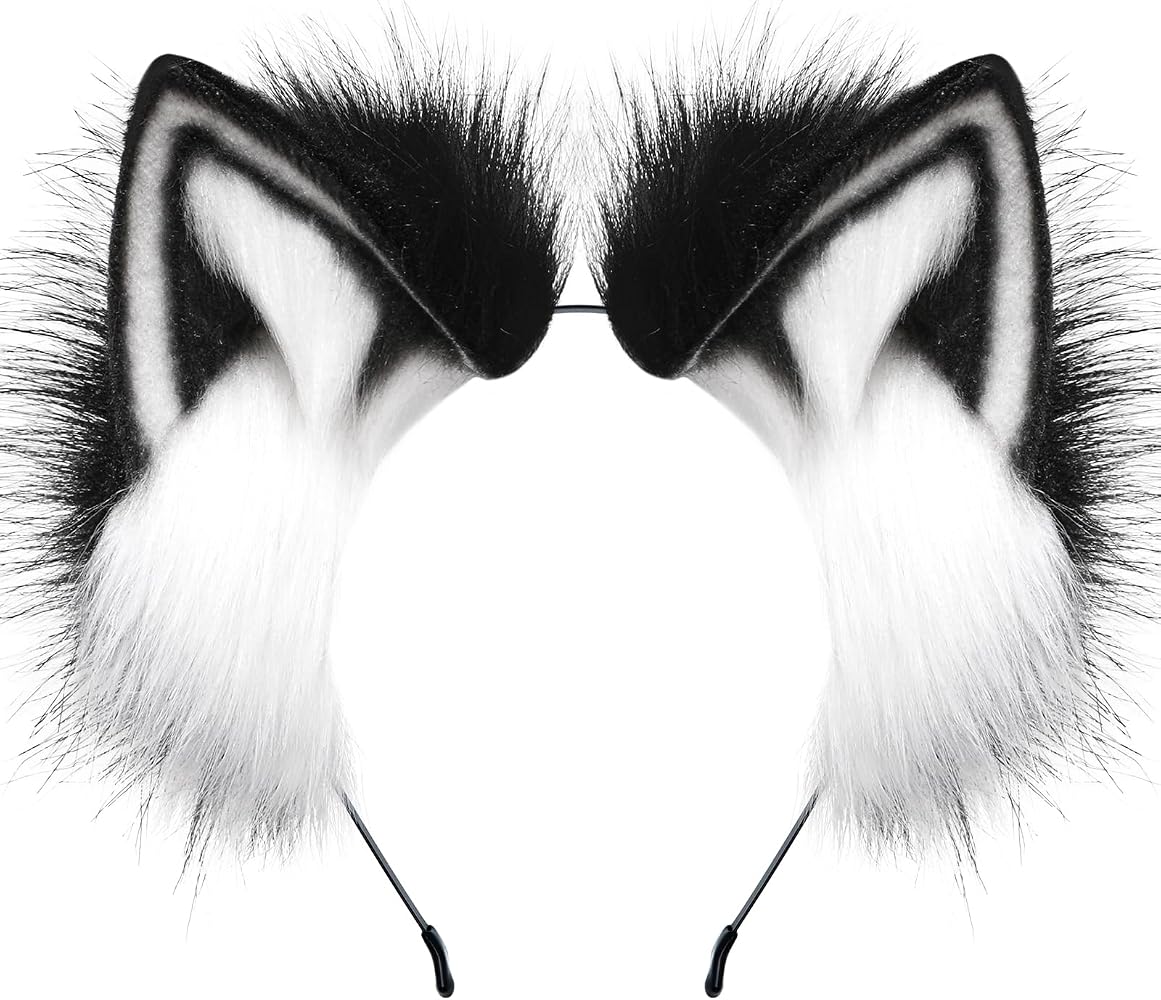 BNLIDES: Handmade Fur Wolf Ears Headwear (Black)