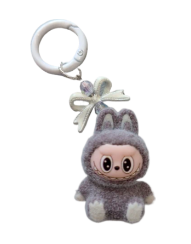Labubu: Plush Toy Keyring (Grey)