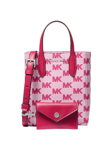 Vincent Extra-Small Logo Jacquard Convertible Tote Bag With Card Case (DK Raspberry)
