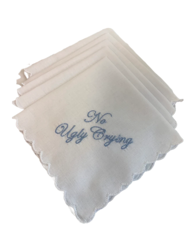 Wedding Handkerchief: No Ugly Crying (Blue/Pink)