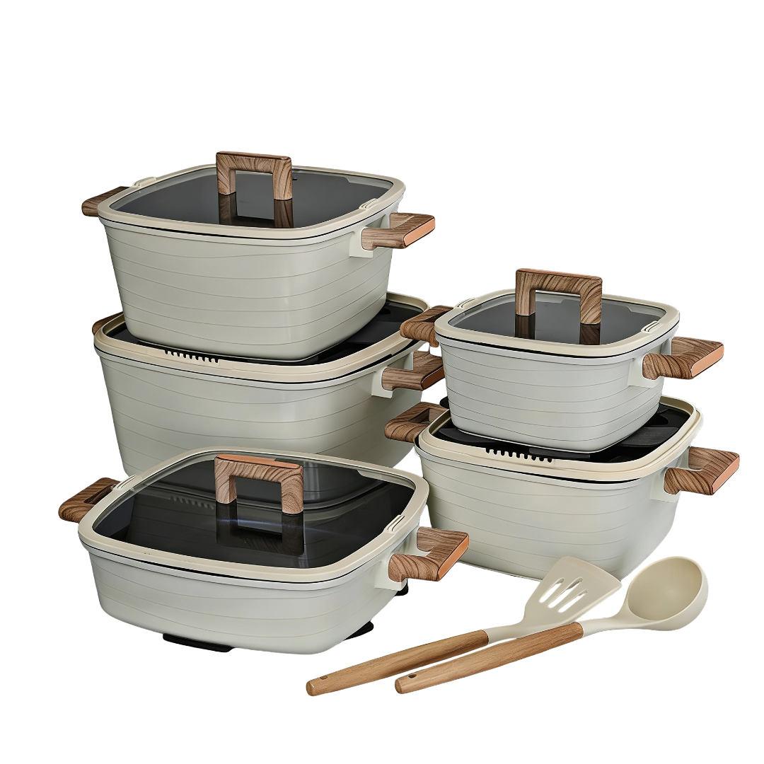 12-Piece Classic Design Cookware Set Square