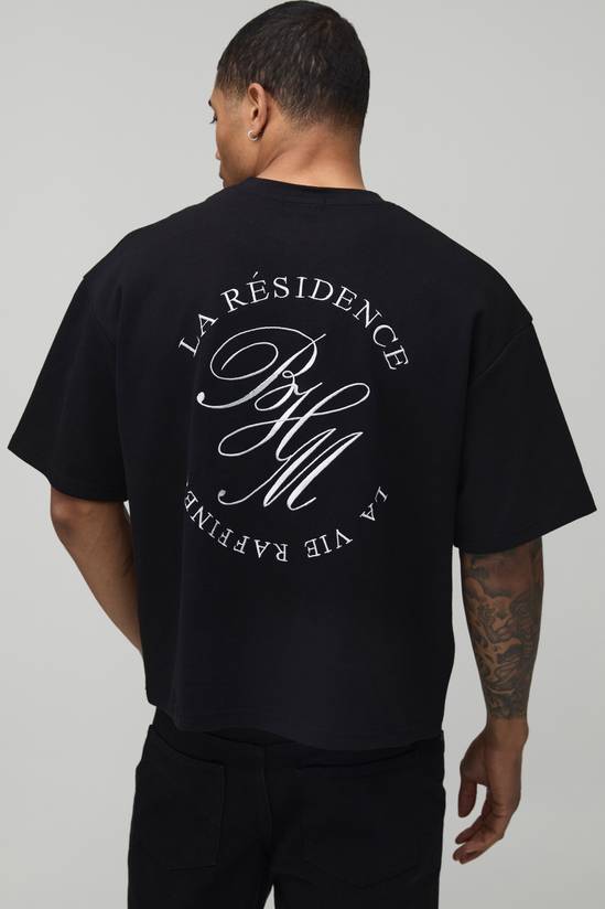LA RESIDENCE: Embroidered Oversized Boxy T-Shirt